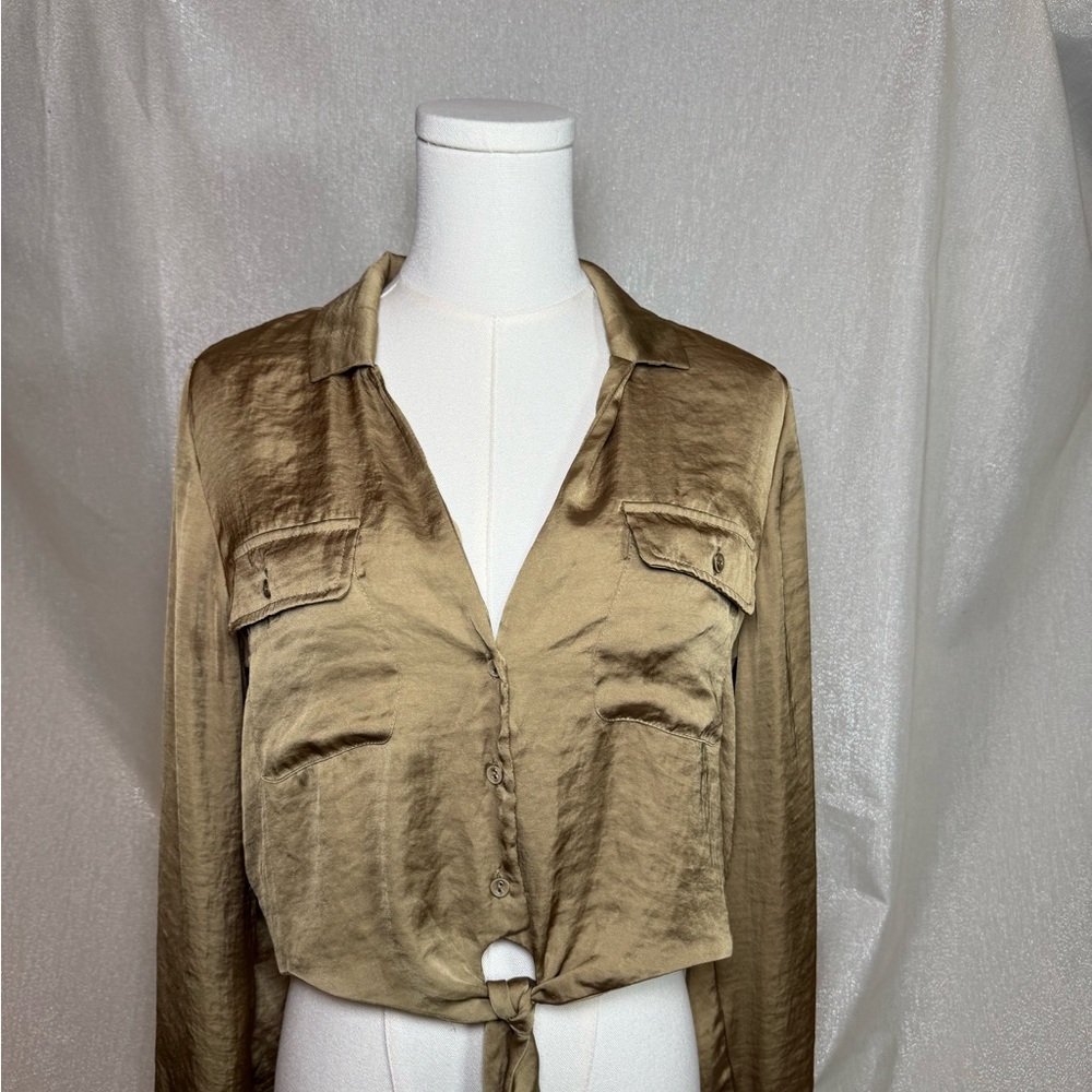 Urban Oitfitters Satin Tie-Front Blouse